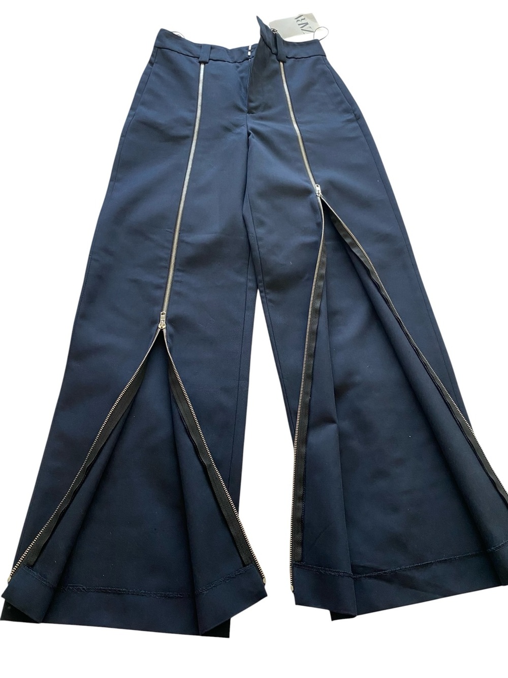 Zara black Wide-Leg Trousers with Front Zip Details - Picture 6 of 6